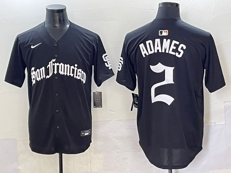 Men 2025 San Francisco Giants #2 Adames Black Five generations Joint Name Nike MLB Jersey style 14->san francisco giants->MLB Jersey